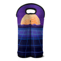 8-Bit Pixel Digital Landscape Print Double Neoprene Wine Tote