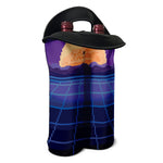 8-Bit Pixel Digital Landscape Print Double Neoprene Wine Tote