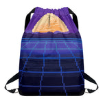 8-Bit Pixel Digital Landscape Print Drawstring Backpack