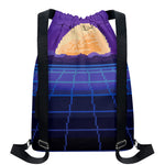 8-Bit Pixel Digital Landscape Print Drawstring Backpack