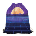 8-Bit Pixel Digital Landscape Print Drawstring Bag