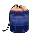 8-Bit Pixel Digital Landscape Print Drawstring Makeup Bag