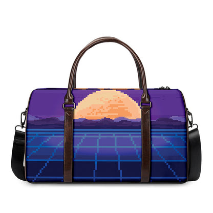 8-Bit Pixel Digital Landscape Print Duffle Bag