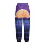 8-Bit Pixel Digital Landscape Print Fleece Lined Knit Pants