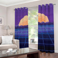 8-Bit Pixel Digital Landscape Print Grommet Curtains