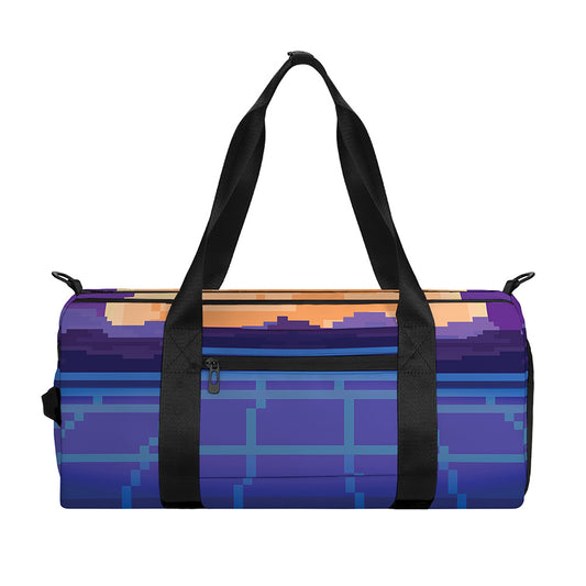8-Bit Pixel Digital Landscape Print Gym Bag