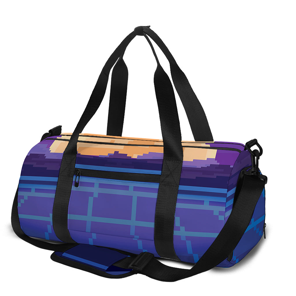 8-Bit Pixel Digital Landscape Print Gym Bag