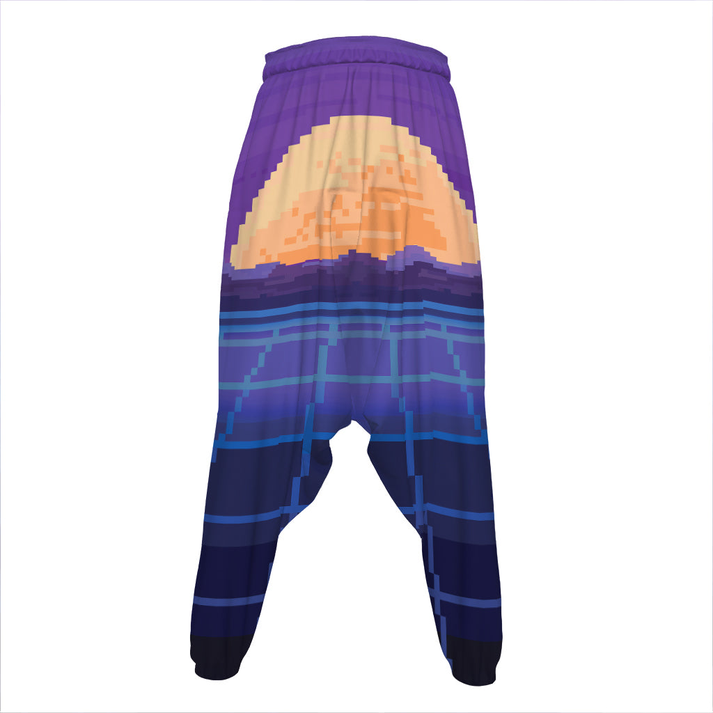 8-Bit Pixel Digital Landscape Print Hammer Pants