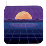 8-Bit Pixel Digital Landscape Print Hand Towel
