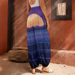 8-Bit Pixel Digital Landscape Print Harem Pants