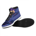 8-Bit Pixel Digital Landscape Print High Top Leather Sneakers