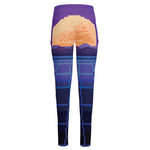 8-Bit Pixel Digital Landscape Print High-Waisted Pocket Leggings