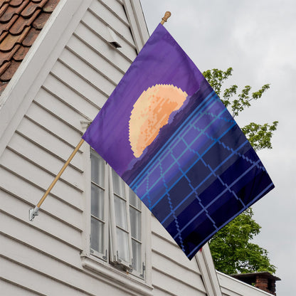 8-Bit Pixel Digital Landscape Print House Flag