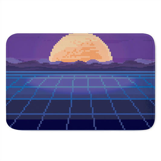 8-Bit Pixel Digital Landscape Print Indoor Door Mat