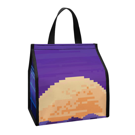 8-Bit Pixel Digital Landscape Print Insulated Lunch Tote