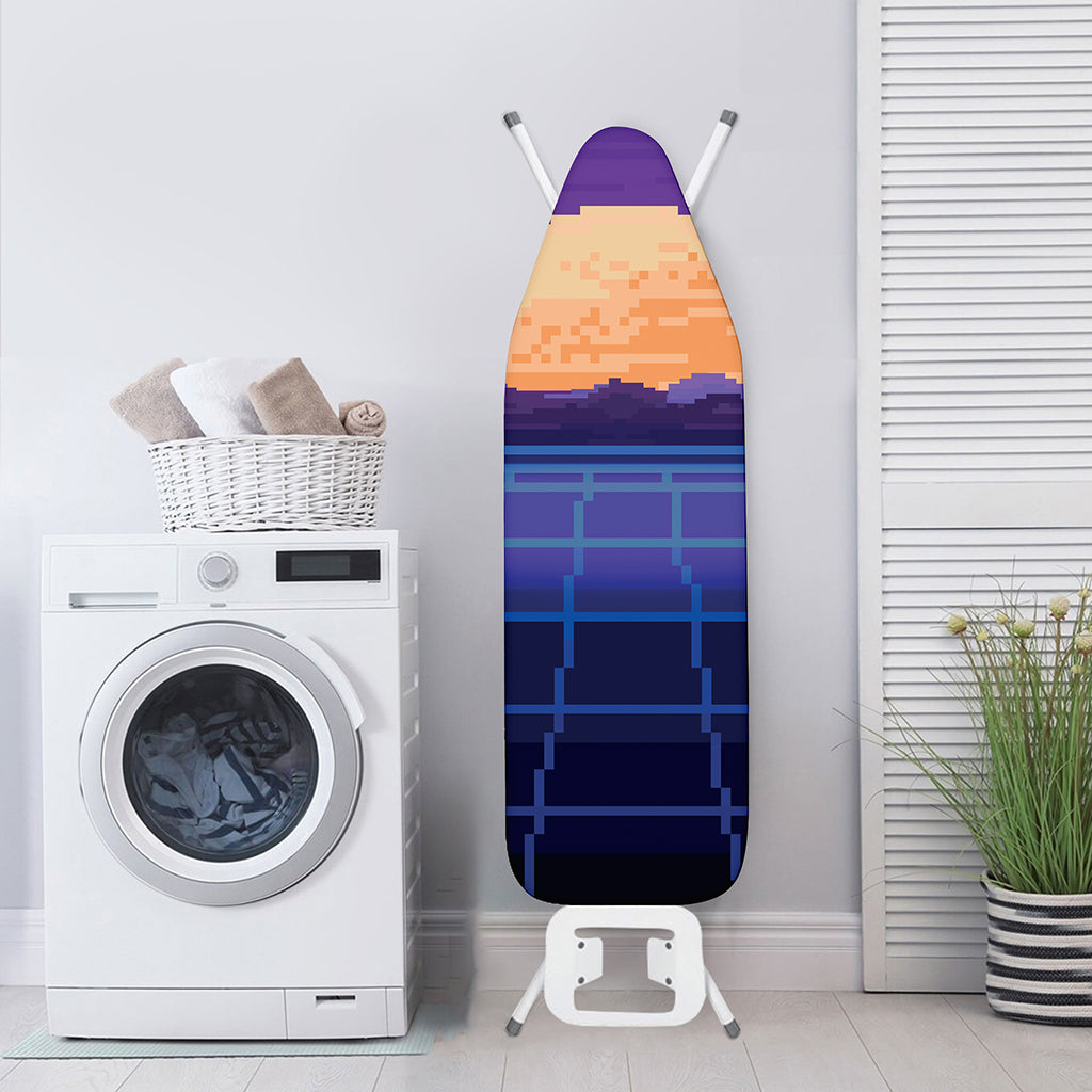 8-Bit Pixel Digital Landscape Print Ironing Board Cover