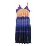 8-Bit Pixel Digital Landscape Print Jersey Midi Cami Dress