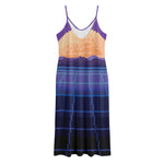 8-Bit Pixel Digital Landscape Print Jersey Midi Cami Dress