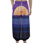 8-Bit Pixel Digital Landscape Print Lantern Pants