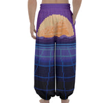 8-Bit Pixel Digital Landscape Print Lantern Pants
