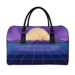 8-Bit Pixel Digital Landscape Print Leather Duffle Bag