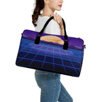 8-Bit Pixel Digital Landscape Print Leather Duffle Bag