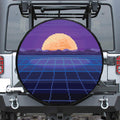 8-Bit Pixel Digital Landscape Print Leather Spare Tire Cover