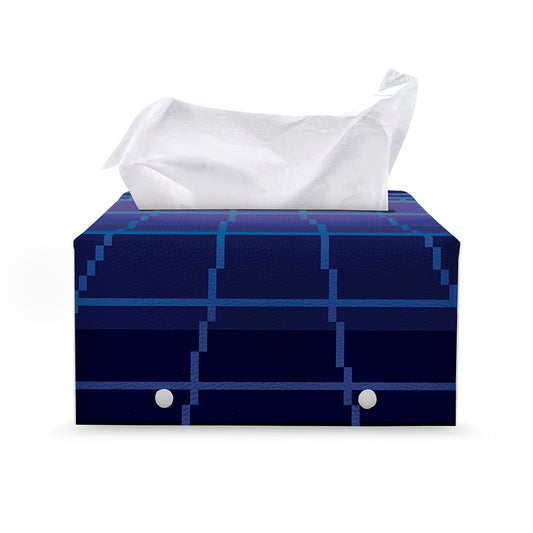 8-Bit Pixel Digital Landscape Print Leather Tissue Box Cover