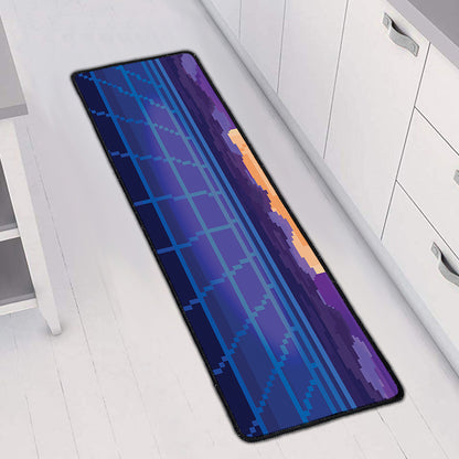 8-Bit Pixel Digital Landscape Print Long Kitchen Mat