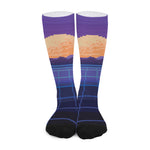 8-Bit Pixel Digital Landscape Print Long Socks