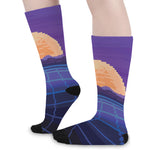8-Bit Pixel Digital Landscape Print Long Socks