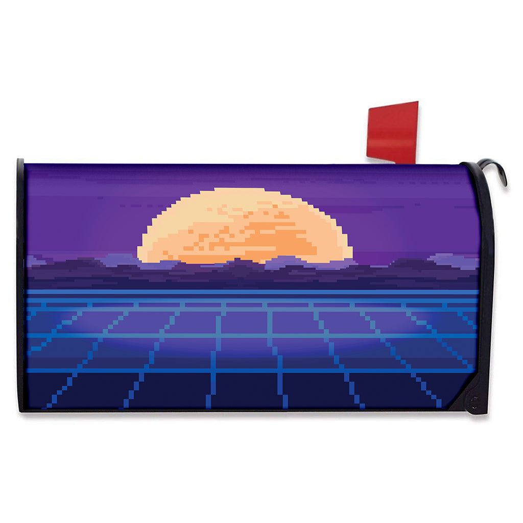 8-Bit Pixel Digital Landscape Print Mailbox Cover