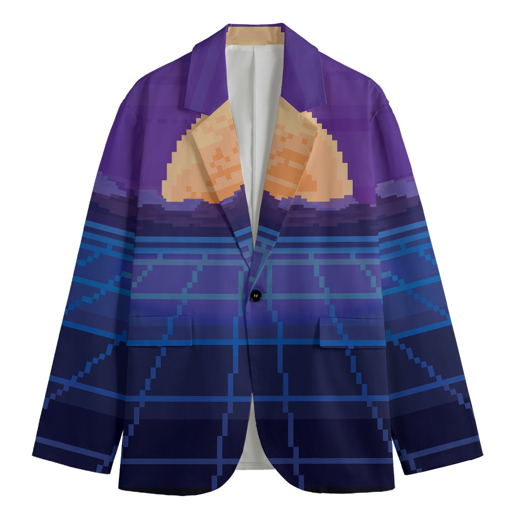 8-Bit Pixel Digital Landscape Print Men's Blazer