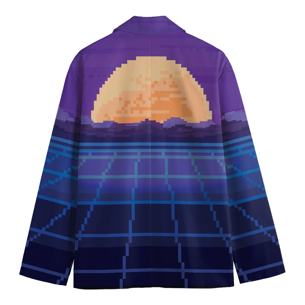 8-Bit Pixel Digital Landscape Print Men's Blazer