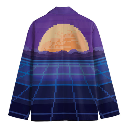 8-Bit Pixel Digital Landscape Print Men's Blazer