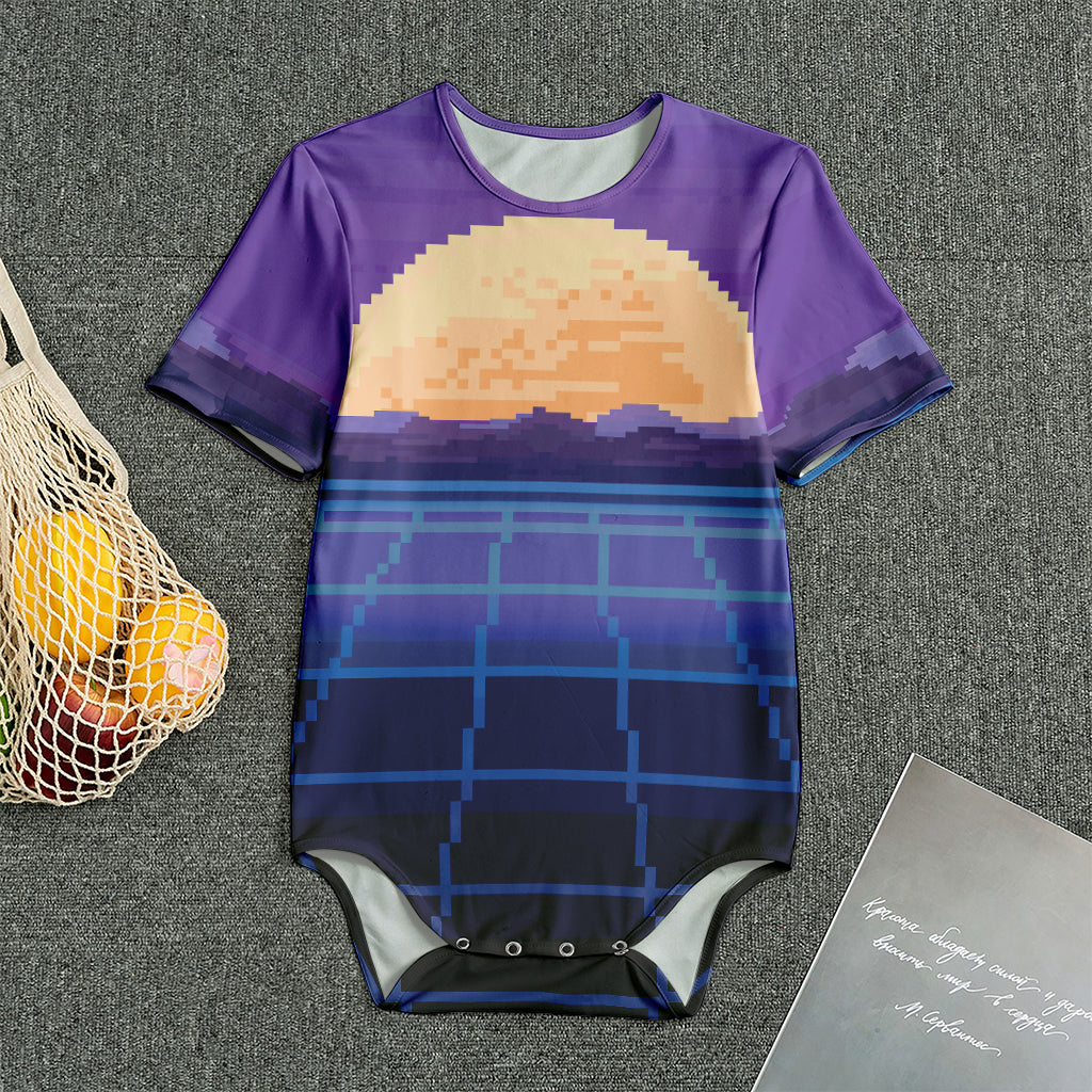 8-Bit Pixel Digital Landscape Print Men's Bodysuit