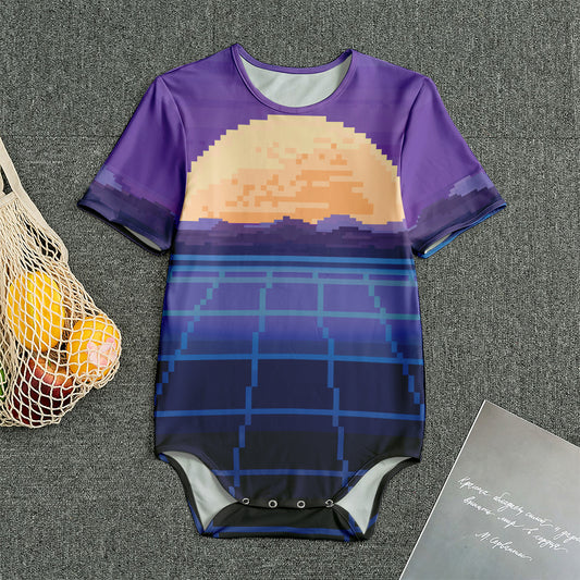 8-Bit Pixel Digital Landscape Print Men's Bodysuit