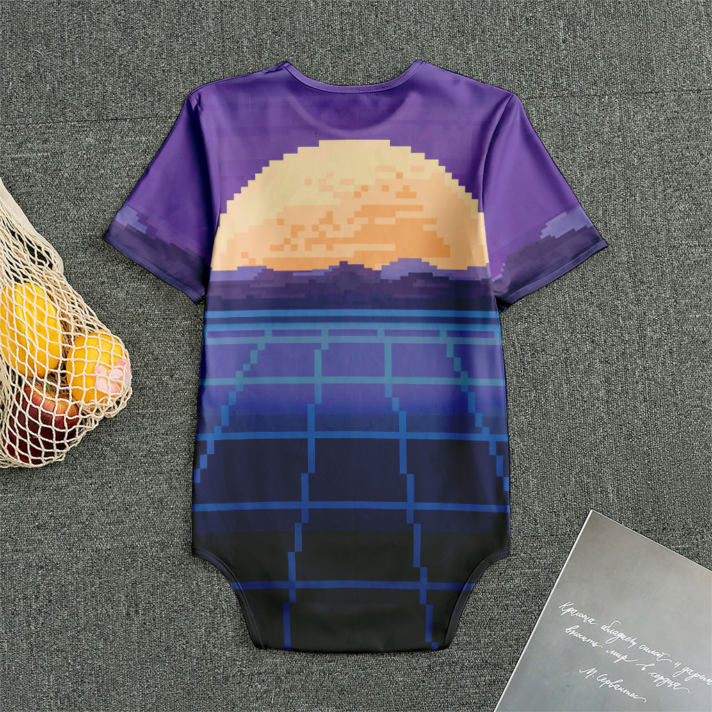 8-Bit Pixel Digital Landscape Print Men's Bodysuit