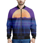 8-Bit Pixel Digital Landscape Print Men's Bomber Jacket