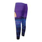 8-Bit Pixel Digital Landscape Print Men's Compression Pants