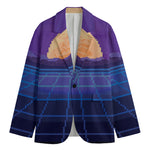 8-Bit Pixel Digital Landscape Print Men's Cotton Blazer