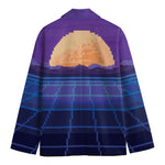 8-Bit Pixel Digital Landscape Print Men's Cotton Blazer