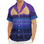 8-Bit Pixel Digital Landscape Print Men's Deep V-Neck Shirt