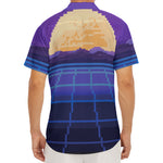 8-Bit Pixel Digital Landscape Print Men's Deep V-Neck Shirt