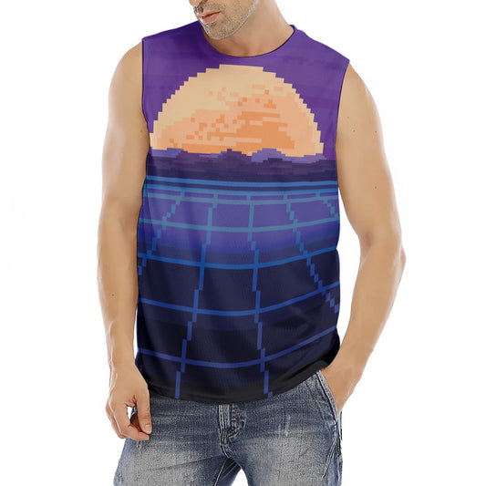 8-Bit Pixel Digital Landscape Print Men's Fitness Tank Top