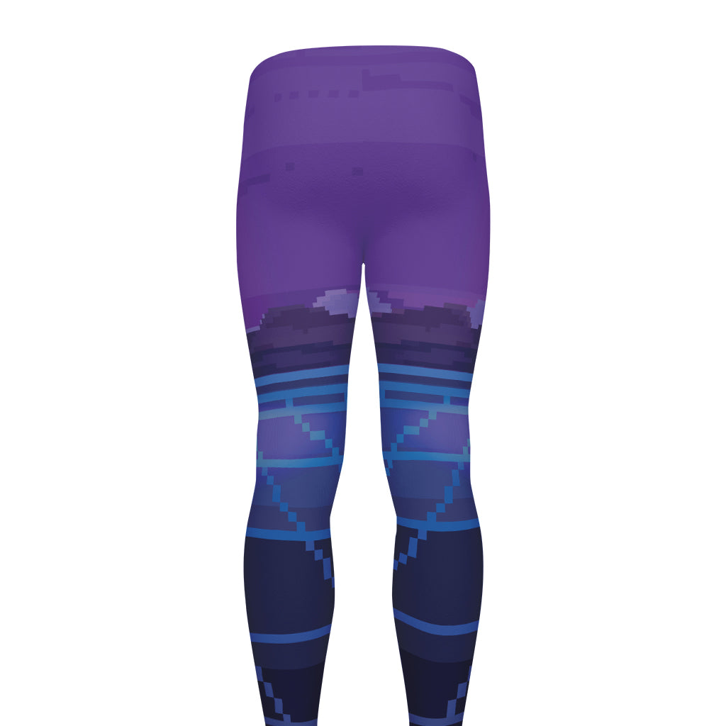 8-Bit Pixel Digital Landscape Print Men's leggings