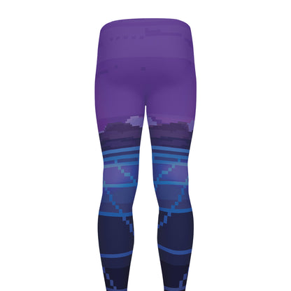 8-Bit Pixel Digital Landscape Print Men's leggings