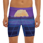 8-Bit Pixel Digital Landscape Print Men's Long Boxer Briefs