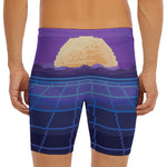 8-Bit Pixel Digital Landscape Print Men's Long Boxer Briefs