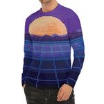 8-Bit Pixel Digital Landscape Print Men's Long Sleeve Rash Guard